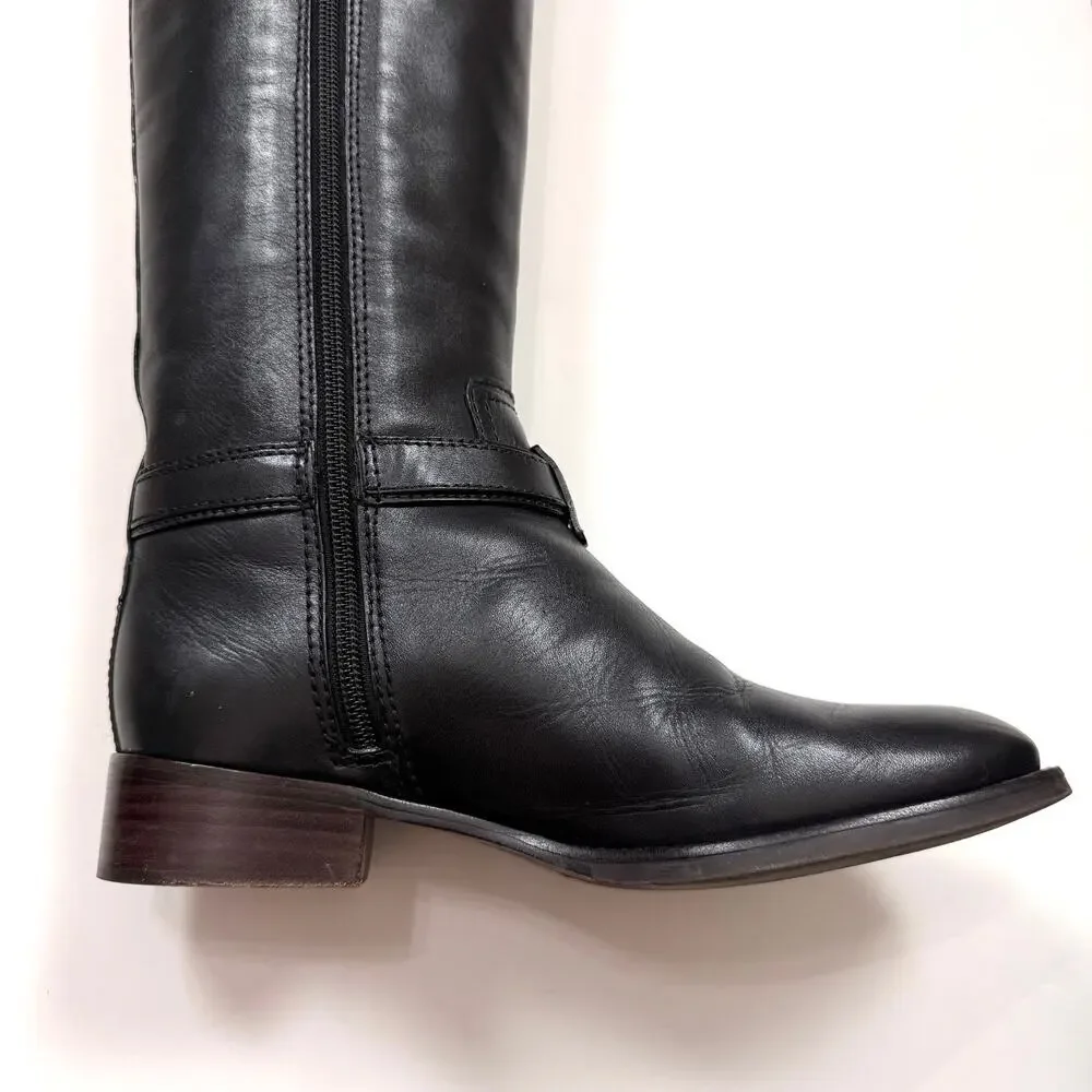 Tory Burch Bristol Riding Boots Equestrian Calf in Black